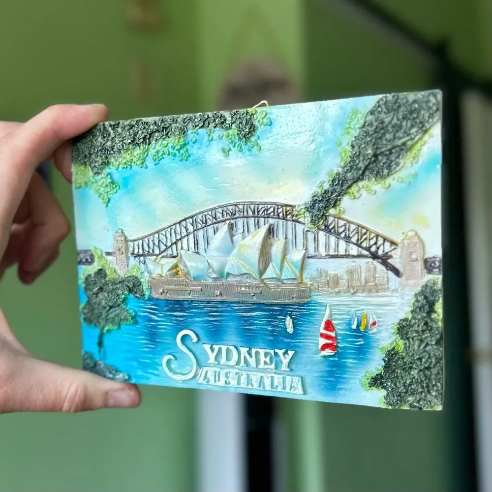 Australian Textured 3D Blue Opera House Tile Accent Wall Plaque Sign